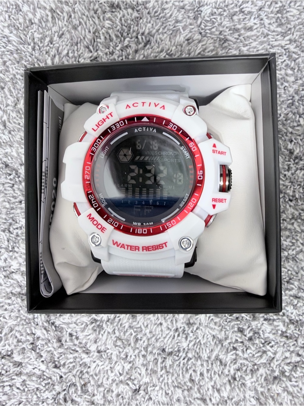 Activa by Invicta 56mm White & Red Digital Sports Watch NWT